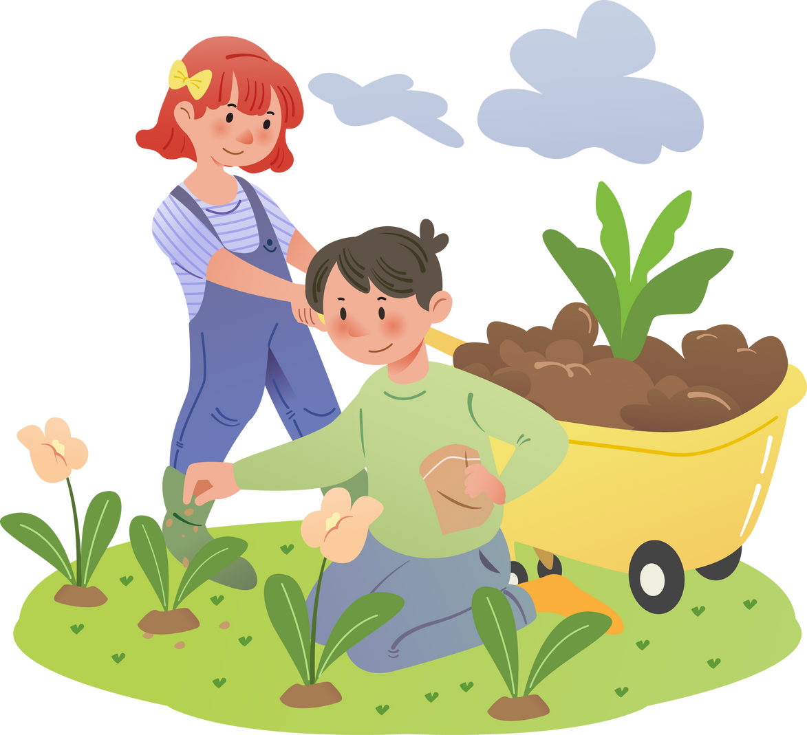 Kids Planting the Yard Outdoor Summer Activity